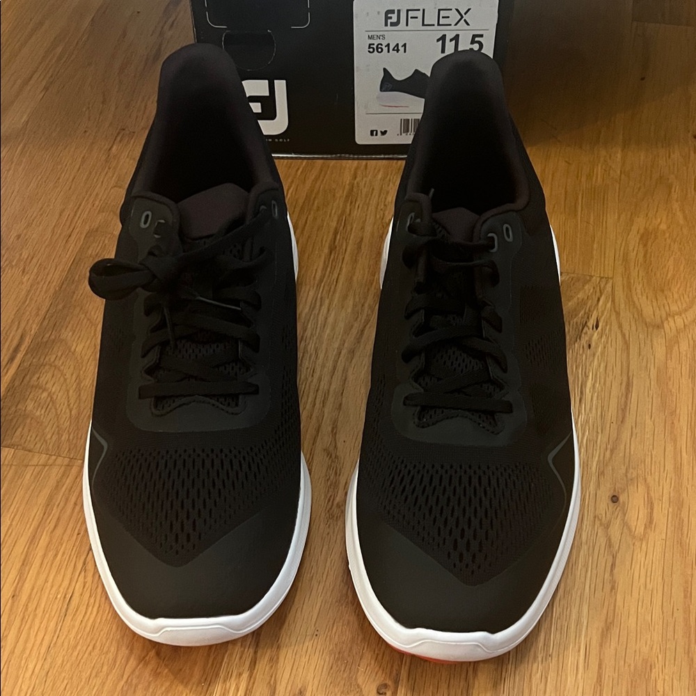 NEW!!! FootJoy Flex Men's Black Golf Shoes Brand New in Box - Picture 4 of 12